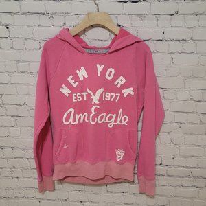 Women's Pink American Eagle Graphic Hoodie Sz M